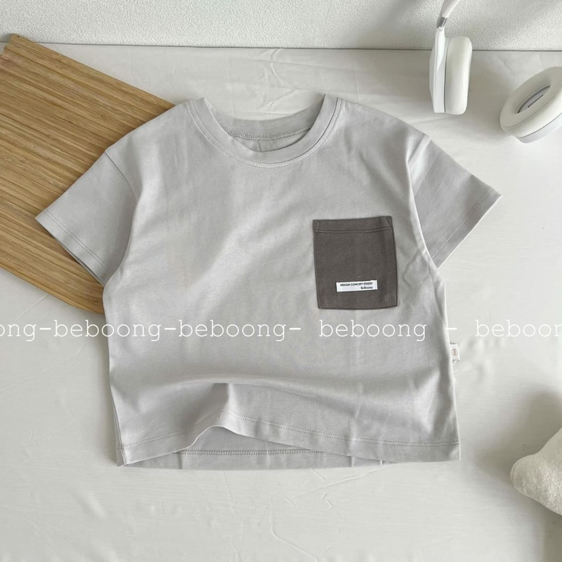 Áo thun bé trai Beboong phối túi 3 màu 13-35kg