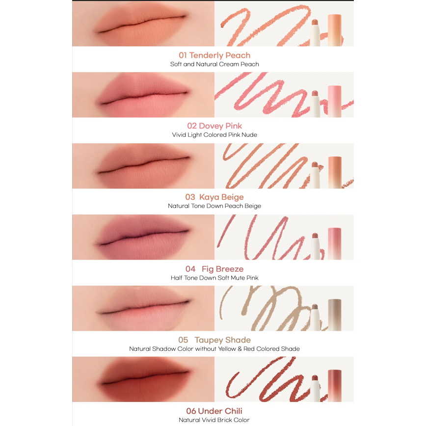 Chì Kẻ Viền Môi Nhung Lì, Lâu Trôi, Thiết Kế 2 Đầu ROMAND Lip Mate Pencil 0.5g
