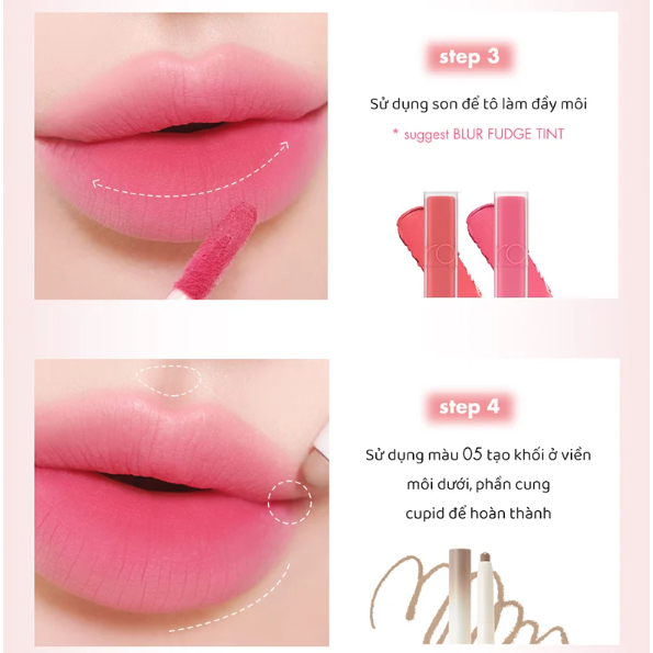 Chì Kẻ Viền Môi Nhung Lì, Lâu Trôi, Thiết Kế 2 Đầu ROMAND Lip Mate Pencil 0.5g