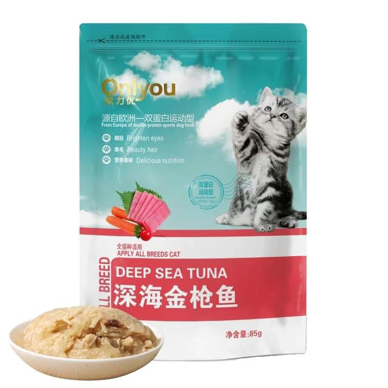 Pate Onlyou gói 85gram thịt cá tươi giúp bé ngon miệng - thức ăn cho mèo