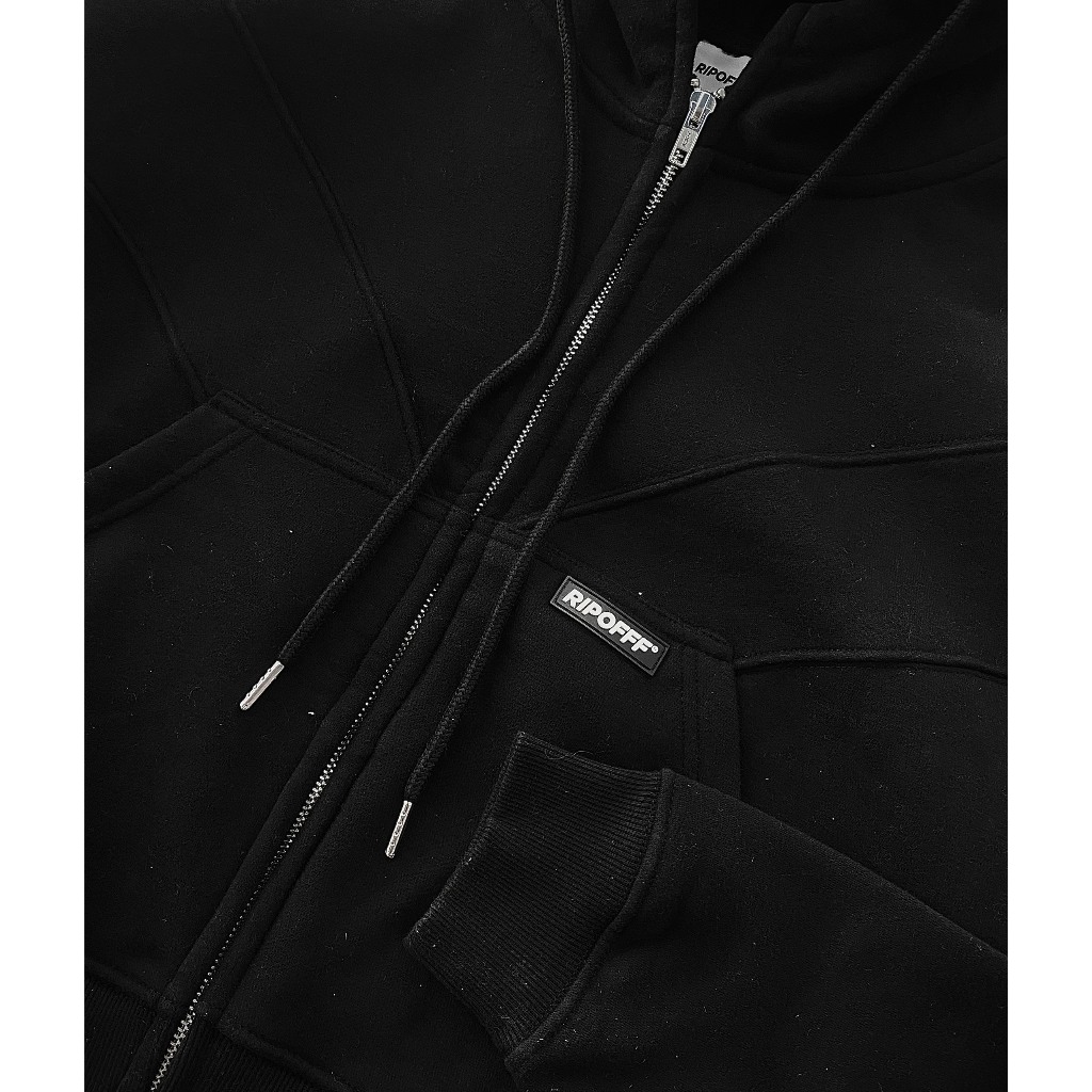 RIPOFFF Boxy Zip Hoodie - Black/Grey