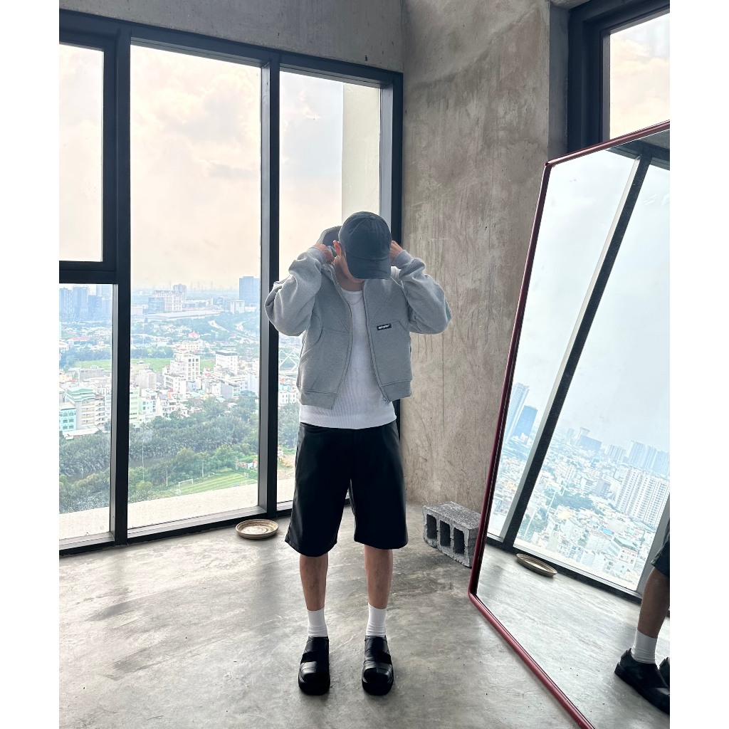 RIPOFFF Boxy Zip Hoodie - Black/Grey