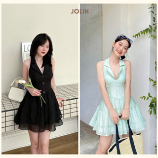  JOLIN | LILO JUMPSUIT - Jumpsuit ngắn dạng váy xòe cổ vest vải tơ xốp không nhăn 