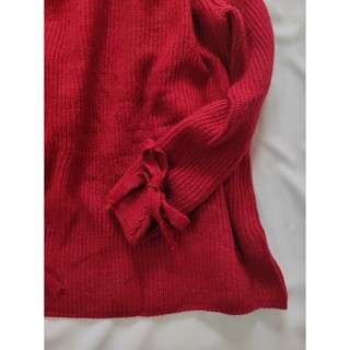 [2hand clothing]Áo len đỏ đô cổ lọ