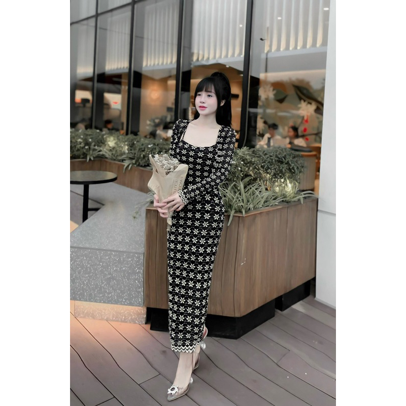 Đầm Body Ren Hoa Dáng Dài Kèm Áo Choàng _Hàng Đẹp_Ảnh thật