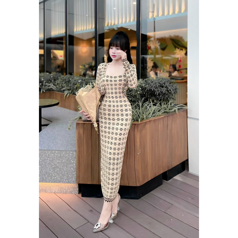 Đầm Body Ren Hoa Dáng Dài Kèm Áo Choàng _Hàng Đẹp_Ảnh thật