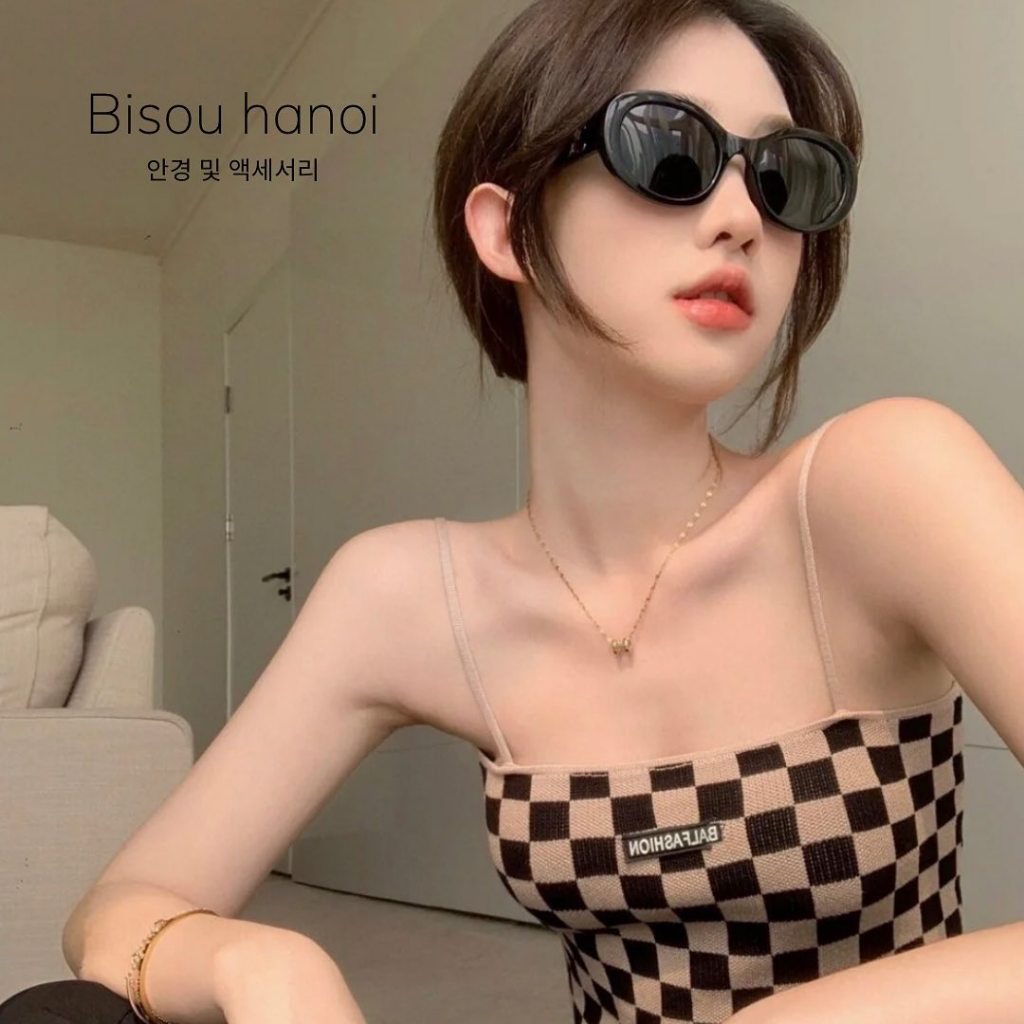 Kính râm thời trang dáng tròn tặng kèm bao da KF22