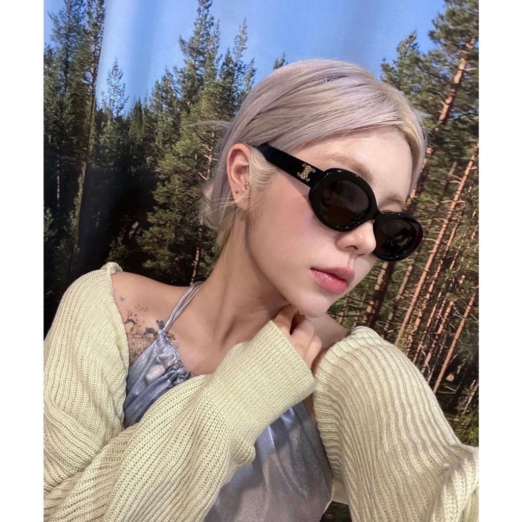 Kính râm thời trang dáng tròn tặng kèm bao da KF22