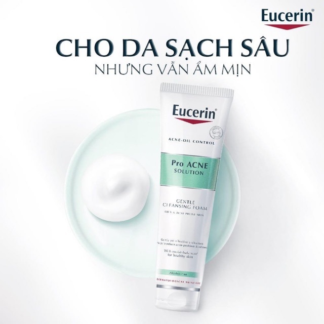 Sữa Rửa Mặt Tạo Bọt Eucerin Pro Acne Cleansing Foam Kiểm Soát Dầu & Sạch Sâu Cho Da Mụn 50g, 150g