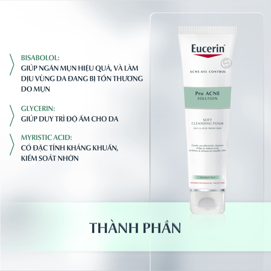 Sữa Rửa Mặt Tạo Bọt Eucerin Pro Acne Cleansing Foam Kiểm Soát Dầu & Sạch Sâu Cho Da Mụn 50g, 150g