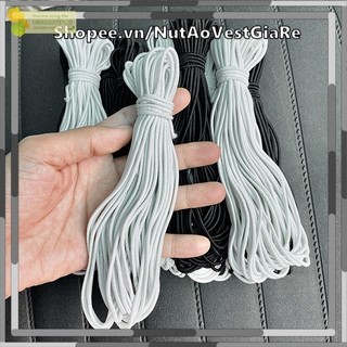 Dây thun tròn mềm 2mm, chun nút (bó 10 mét) làm nút áo 2 màu đen, trắng ST1