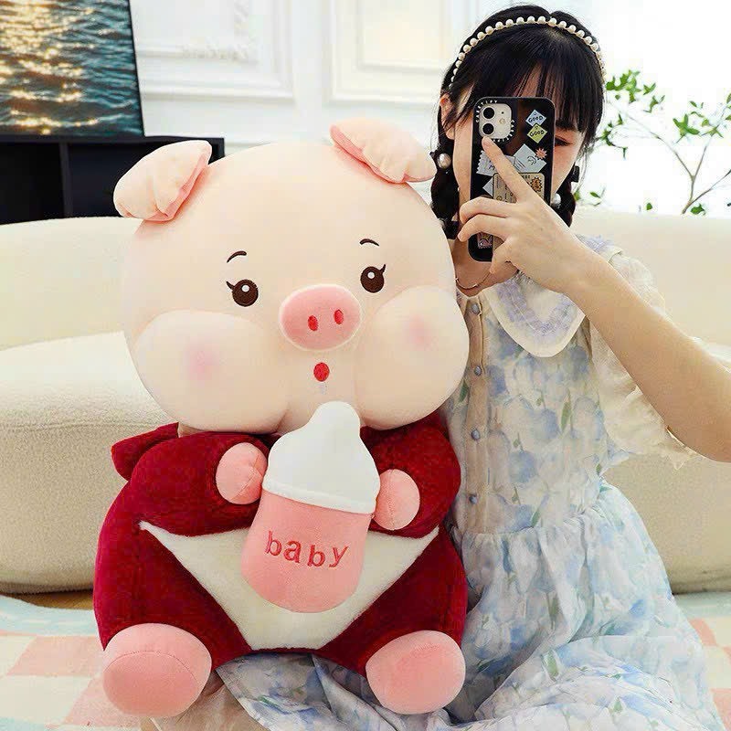 Gấu Bông Heo Bình Sữa Cosplay Gấu Dâu Lotso Siêu Mịn