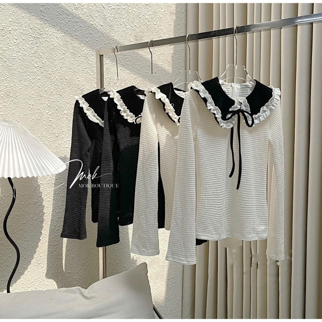 ÁO LEN REN GẠO CỔ NƠ XINH XINH