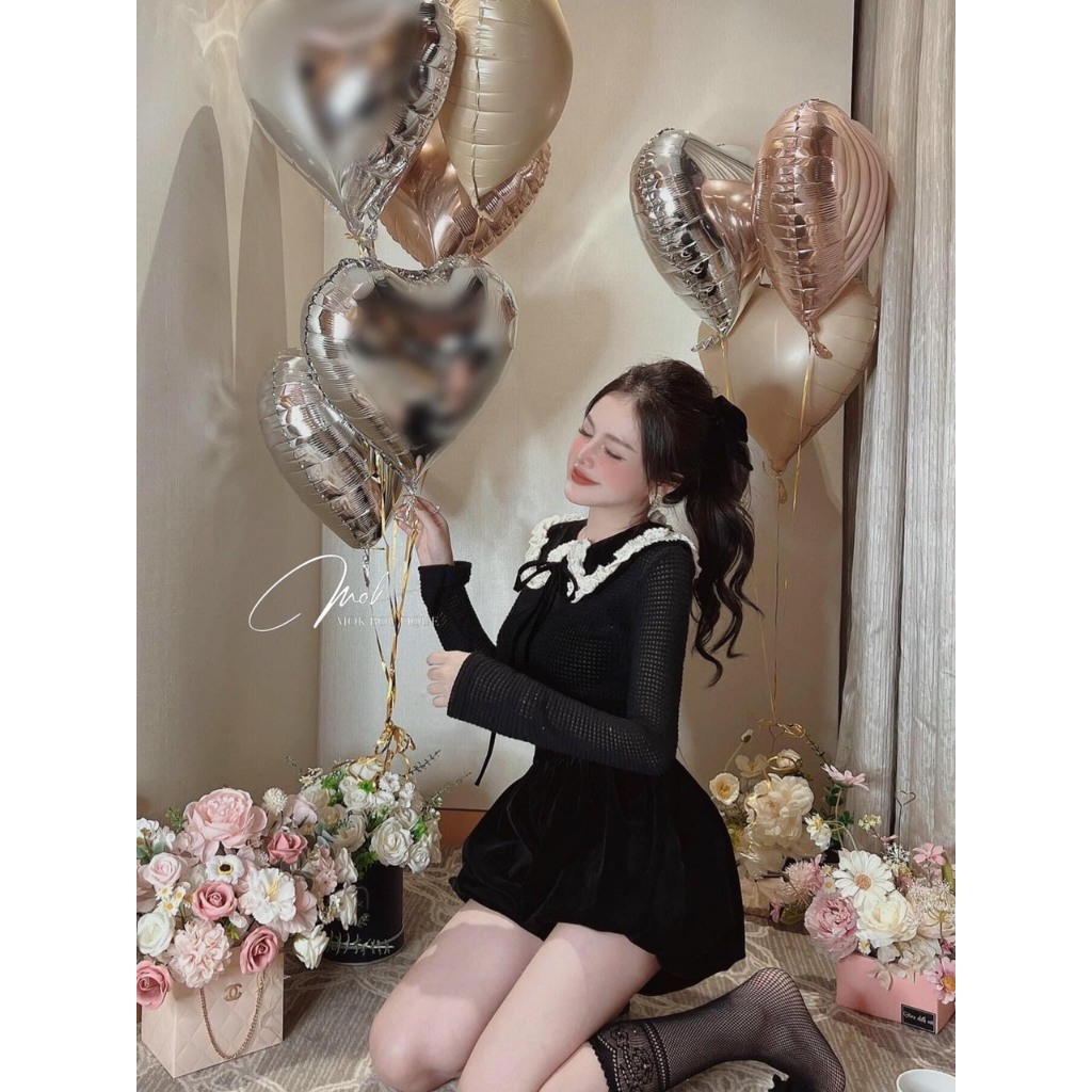 ÁO LEN REN GẠO CỔ NƠ XINH XINH