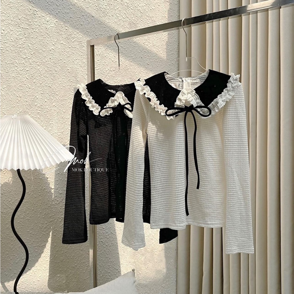 ÁO LEN REN GẠO CỔ NƠ XINH XINH