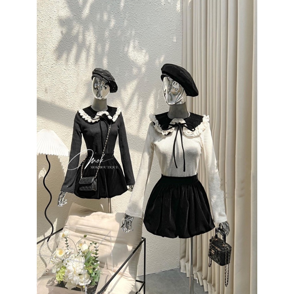 ÁO LEN REN GẠO CỔ NƠ XINH XINH