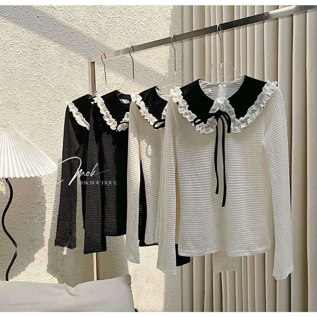 ÁO LEN REN GẠO CỔ NƠ XINH XINH