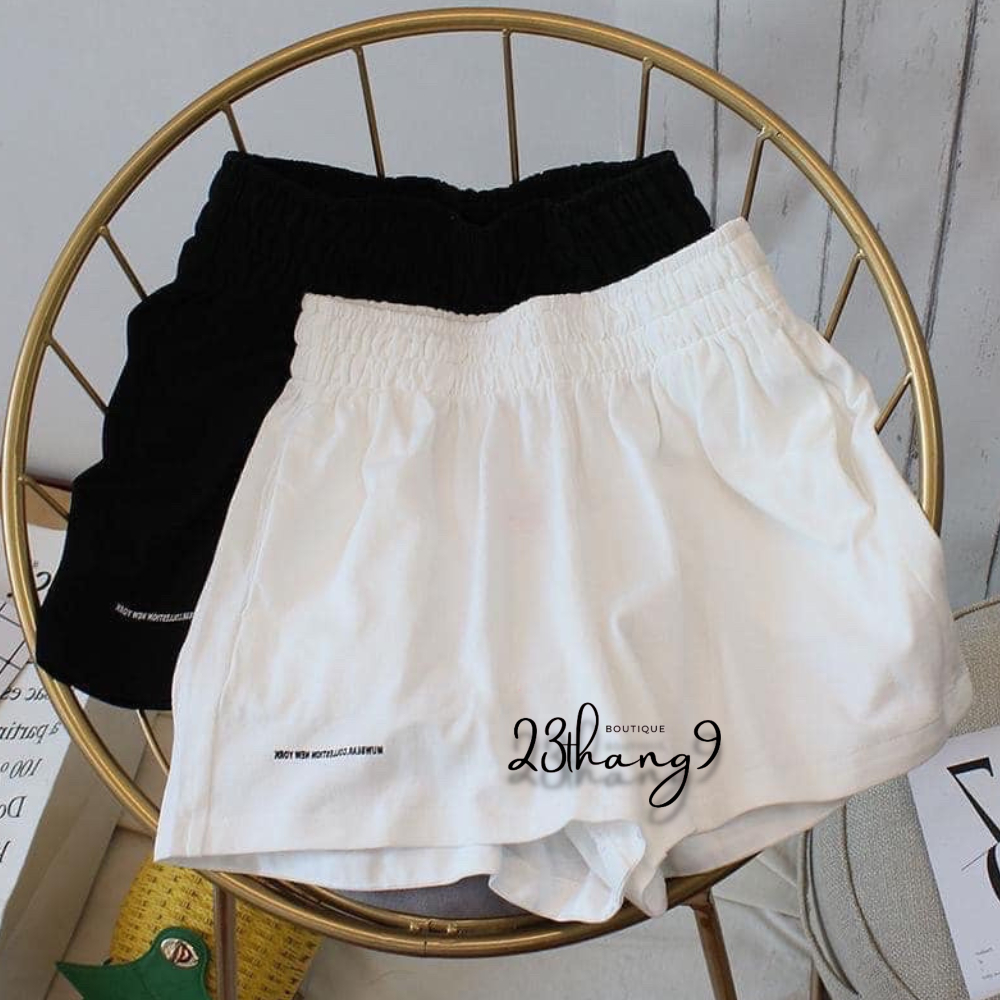 Quần short nữ, quần đùi nữ uniex cạp chun siêu hot chất liệu mát form to mặc ở nhà thoải mái dễ chịu hai màu đen trắng
