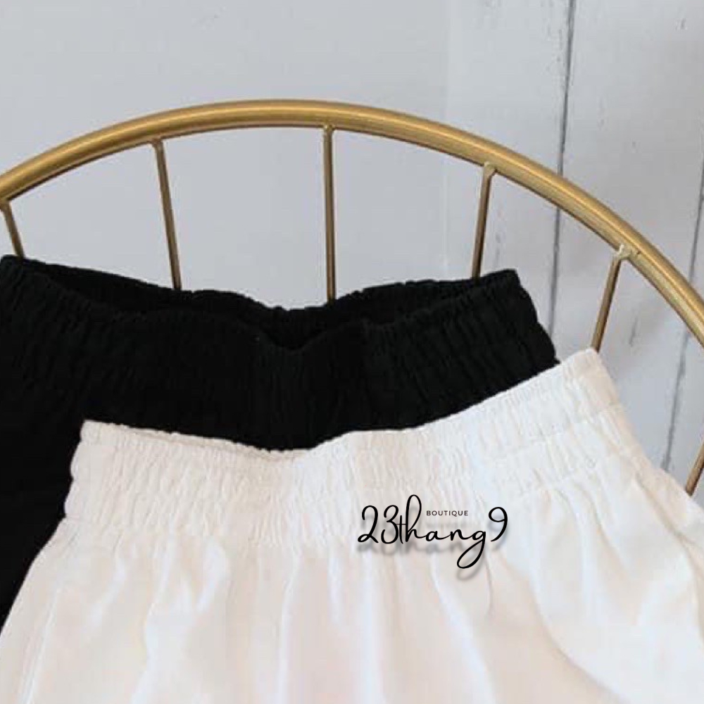 Quần short nữ, quần đùi nữ uniex cạp chun siêu hot chất liệu mát form to mặc ở nhà thoải mái dễ chịu hai màu đen trắng