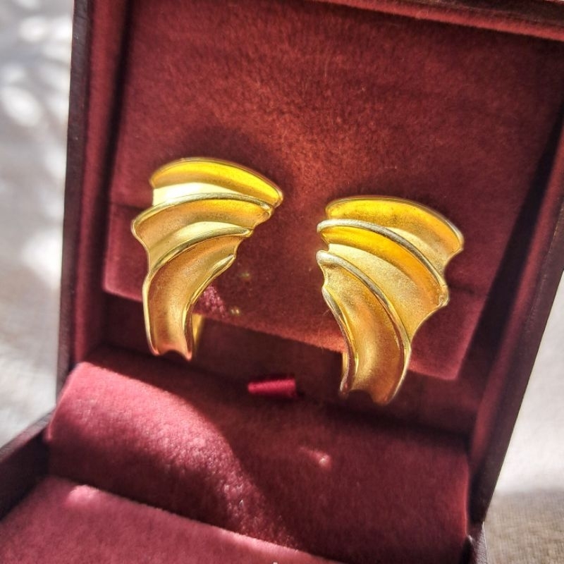 Bông tai kẹp vàng lì vintage siêu đẹp