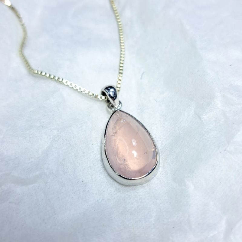 Dây chuyền bạc 925 mặt ₫a' t.a hồng rose quartz