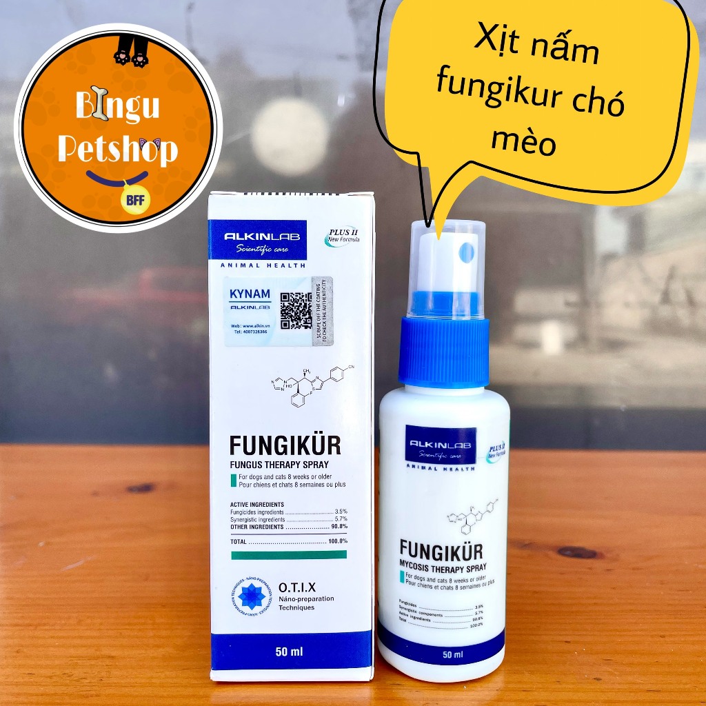 Xịt Nấm Alkin Fungikur 50ml - Xịt Nấm Da Cho Chó Mèo