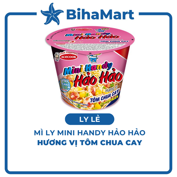 [LY LẺ] - ACECOOK - Mì ly mini Handy Hảo Hảo hương vị Tôm Chua Cay (47g/ly) Mì ly Mini Hảo Hảo mini Handy ly