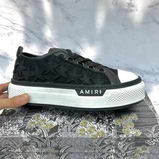  Giày thể thao nam Amiri thêu ngôi sao da mũi trắng đế cao sang trọng GS74P 