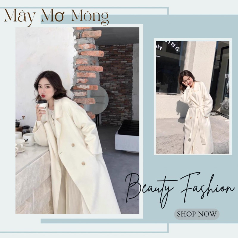 (Mây Mơ Mộng) áo khóa ngoài dạ măng tô dáng cao phong thái Hàn Quốc