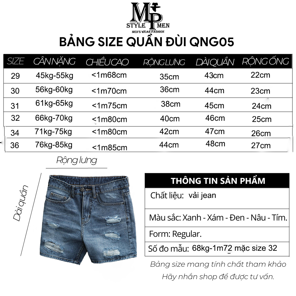 FREESHIP-Quần short Jean xanh rách from trên gối mã 010