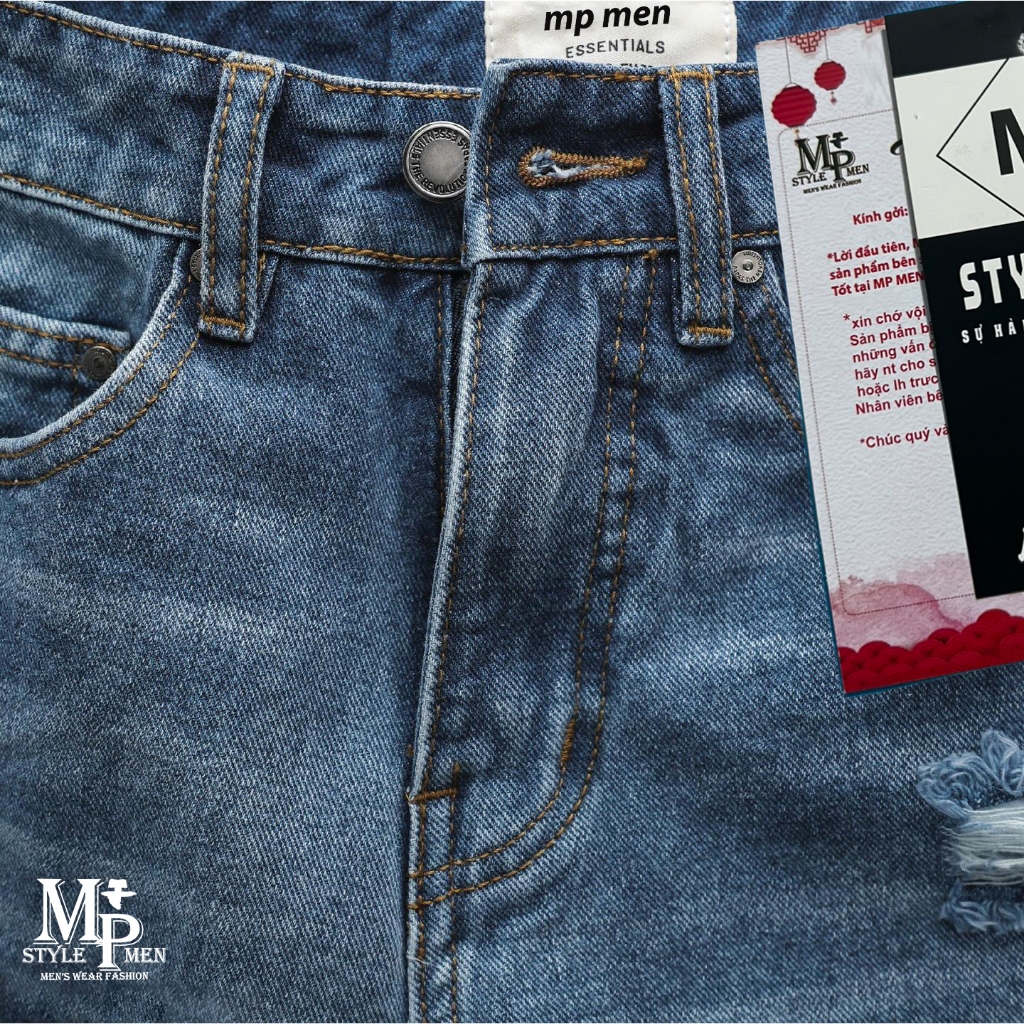 FREESHIP-Quần short Jean xanh rách from trên gối mã 010