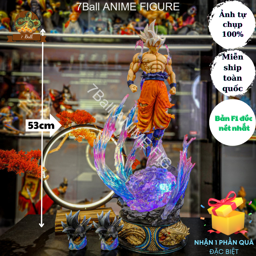 Mô hình Goku Ultra 3 đầu có LED, chiều cao 53cm - Bản F1 nét căng - Songoku mạnh nhất - Dragon ball Z