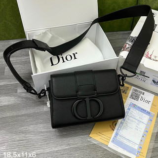 Túi chéo nam nữ da Pu đen trơn khoá logo chữ CD nắp cao cấp boy phố TC55P