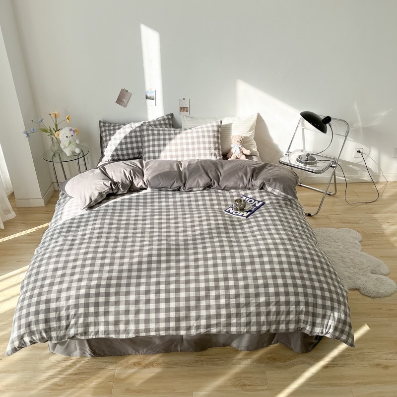 COTTON TICI| BỘ CHĂN GA GỐI 4 MÓN COTTON TICI HỌA TIẾT KẺ SỌC NEW