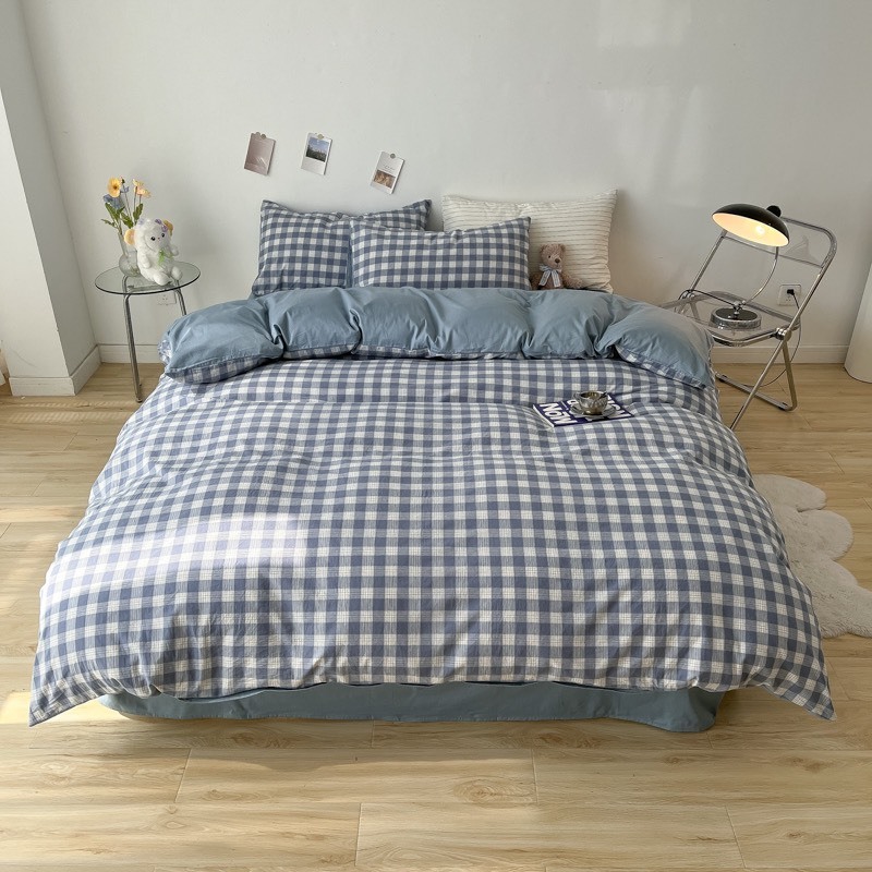 COTTON TICI| BỘ CHĂN GA GỐI 4 MÓN COTTON TICI HỌA TIẾT KẺ SỌC NEW