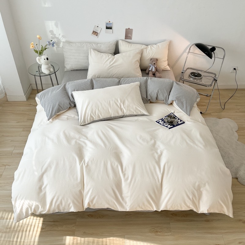 COTTON TICI| BỘ CHĂN GA GỐI 4 MÓN COTTON TICI HỌA TIẾT KẺ SỌC NEW