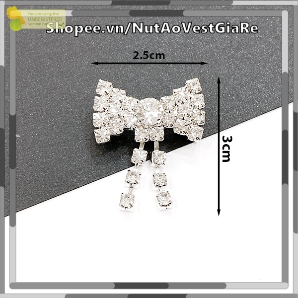 Nơ Đá Sáng lấp lánh, sang trọng, tô điểm thêm cho trang phục, nơ có sẵn ghim