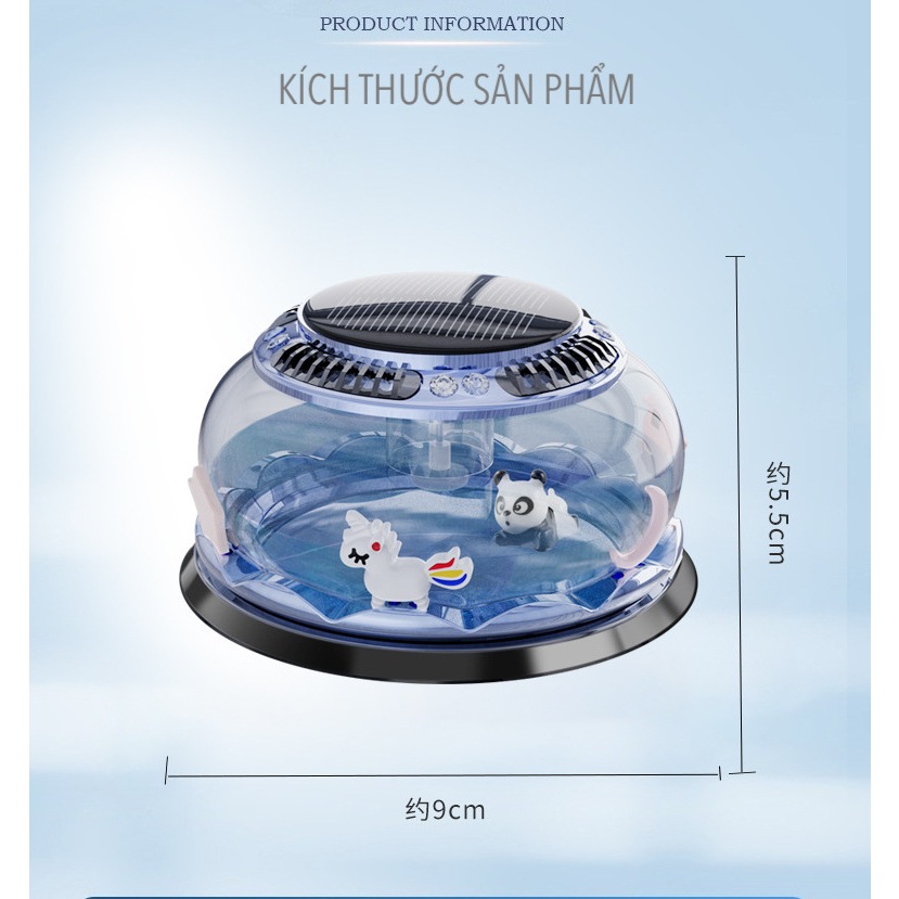 Nước hoa vòng quay Mini Zoo, trang trí xoay bằng năng lượng mặt trời gắn taplo xe hơi, xe ôtô