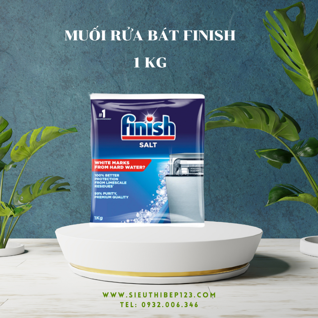 Muối rửa chén bát Finish loại 1kg - Hàng chính hãng