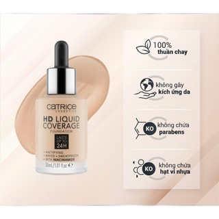 Kem nền Catrice HD Liquid Coverage Foundation 30ml (Nhập khẩu chính hãng)