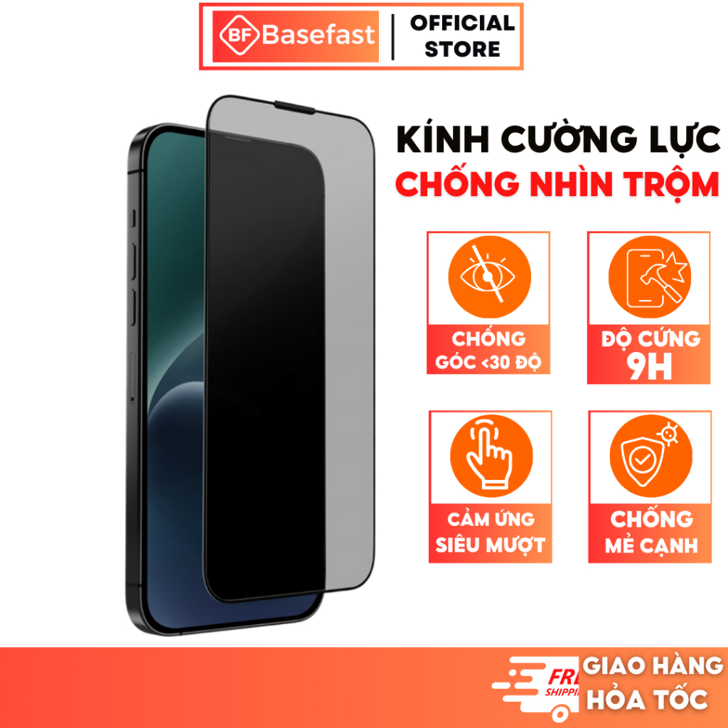 Kính Cường Lực Iphone Chống Nhìn Trộm 6D Basefast dán màn hình iPhone 11 12 8 Plus Xs max 14 Pro Max