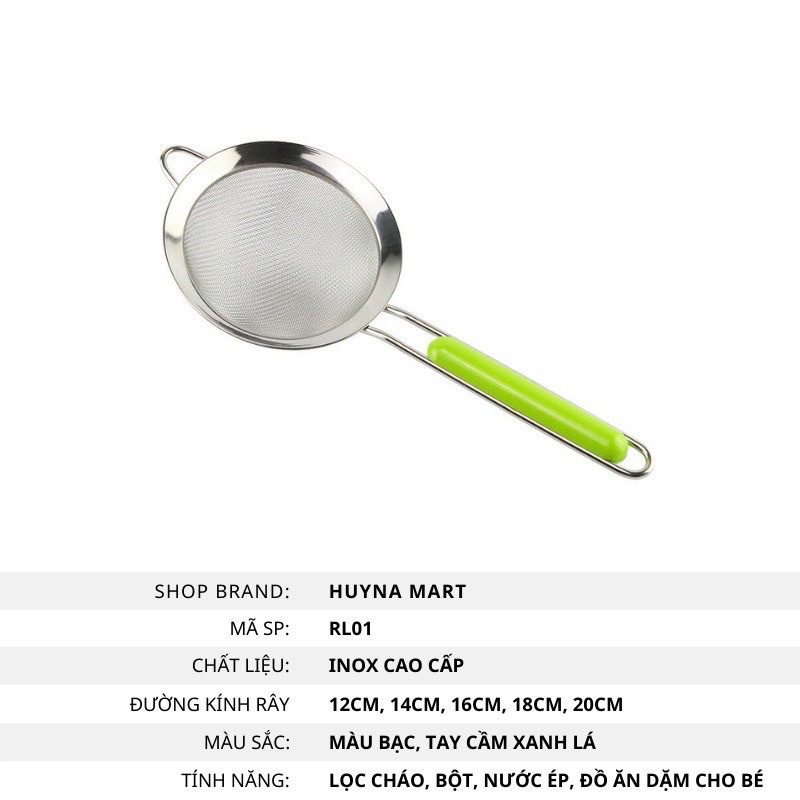 Rây Lọc Cháo Cho Bé , Rây Lọc Inox Cán Xanh Rây Đồ Ăn Dặm Cho Bé Siêu Mịn Hàng Loại 1