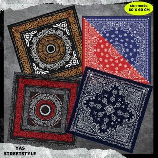 Khăn bandana lụa, khăn turban lụa cao cấp KHÔNG ĐƯỜNG MAY GẤP MÉP phong cách streetstyle khăn lụa vuông 60x60