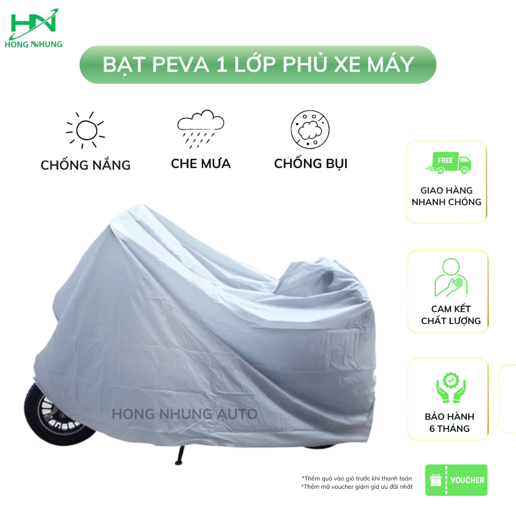 Bạt phủ xe máy, xe điện che mưa, che nắng và chống trộm - bọc xe máy PEVA 1 lớp