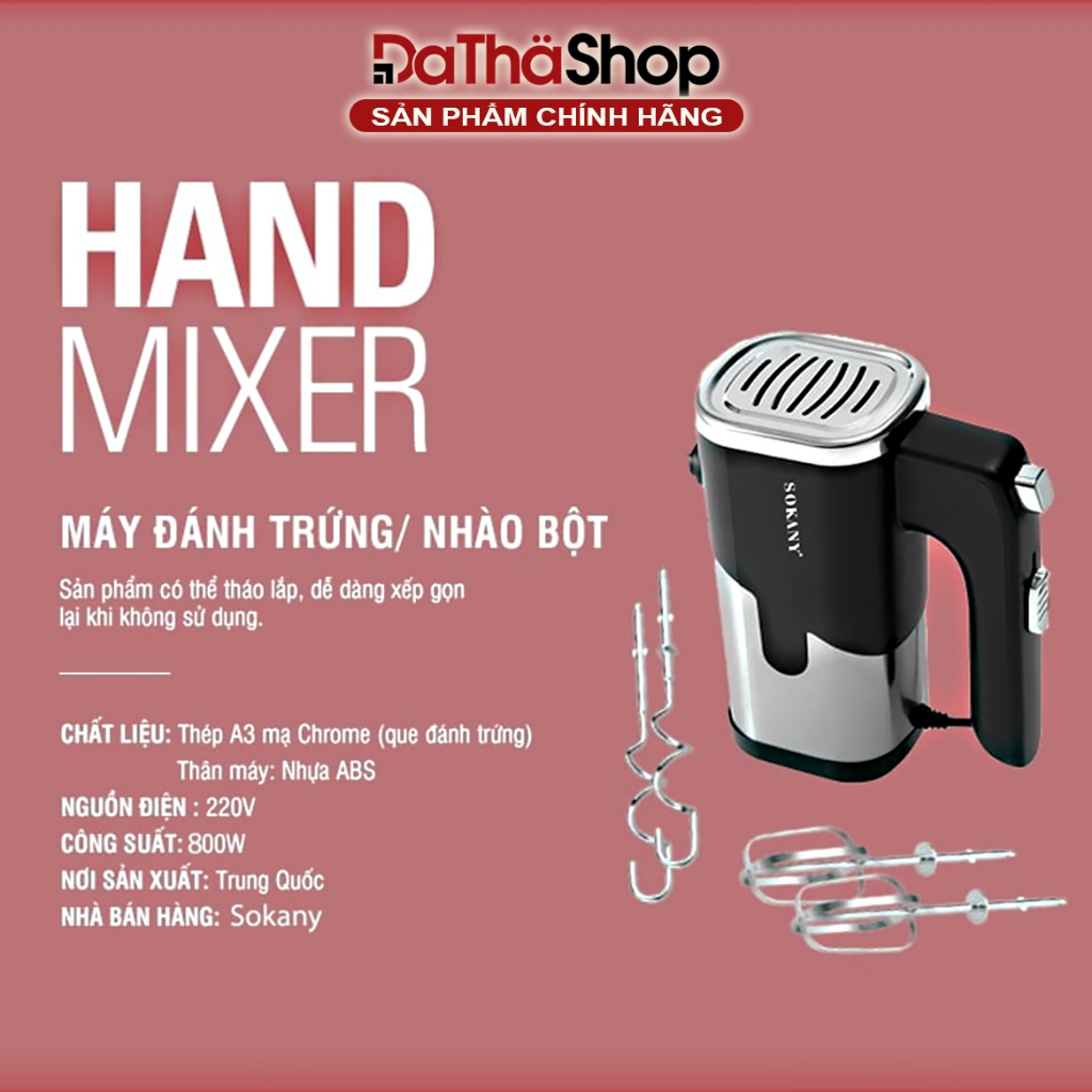 Máy Đánh Trứng Cầm Tay SOKANY SK- 6621 800W Có 5 Tốc Độ Điều Chỉnh Chuyên Dụng