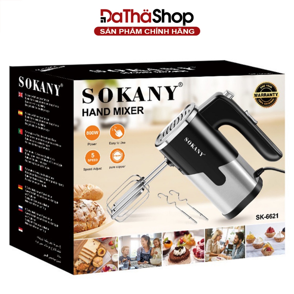 Máy Đánh Trứng Cầm Tay SOKANY SK- 6621 800W Có 5 Tốc Độ Điều Chỉnh Chuyên Dụng