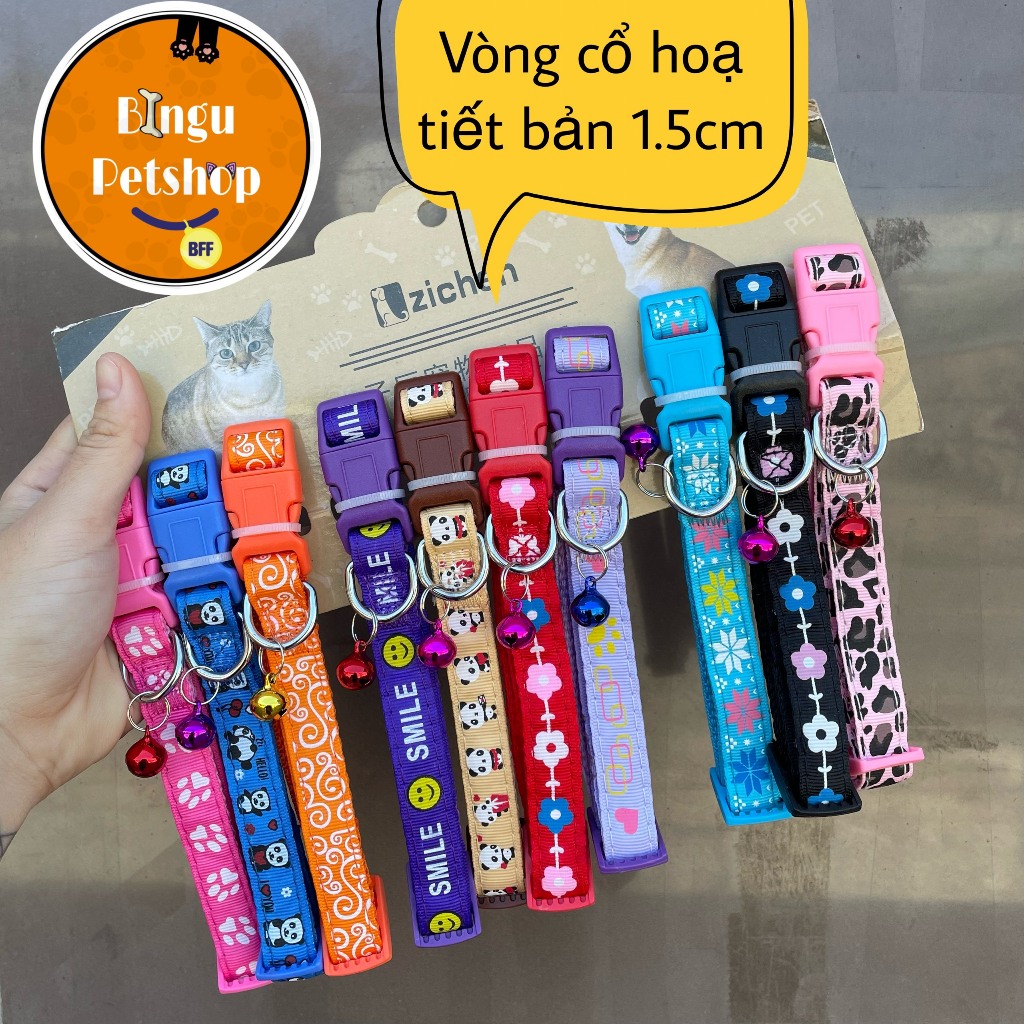Vòng cổ hoạ tiết cho thú cưng bản 1,5cm - CHO CHÓ LỚN TẦM 7-10 KG