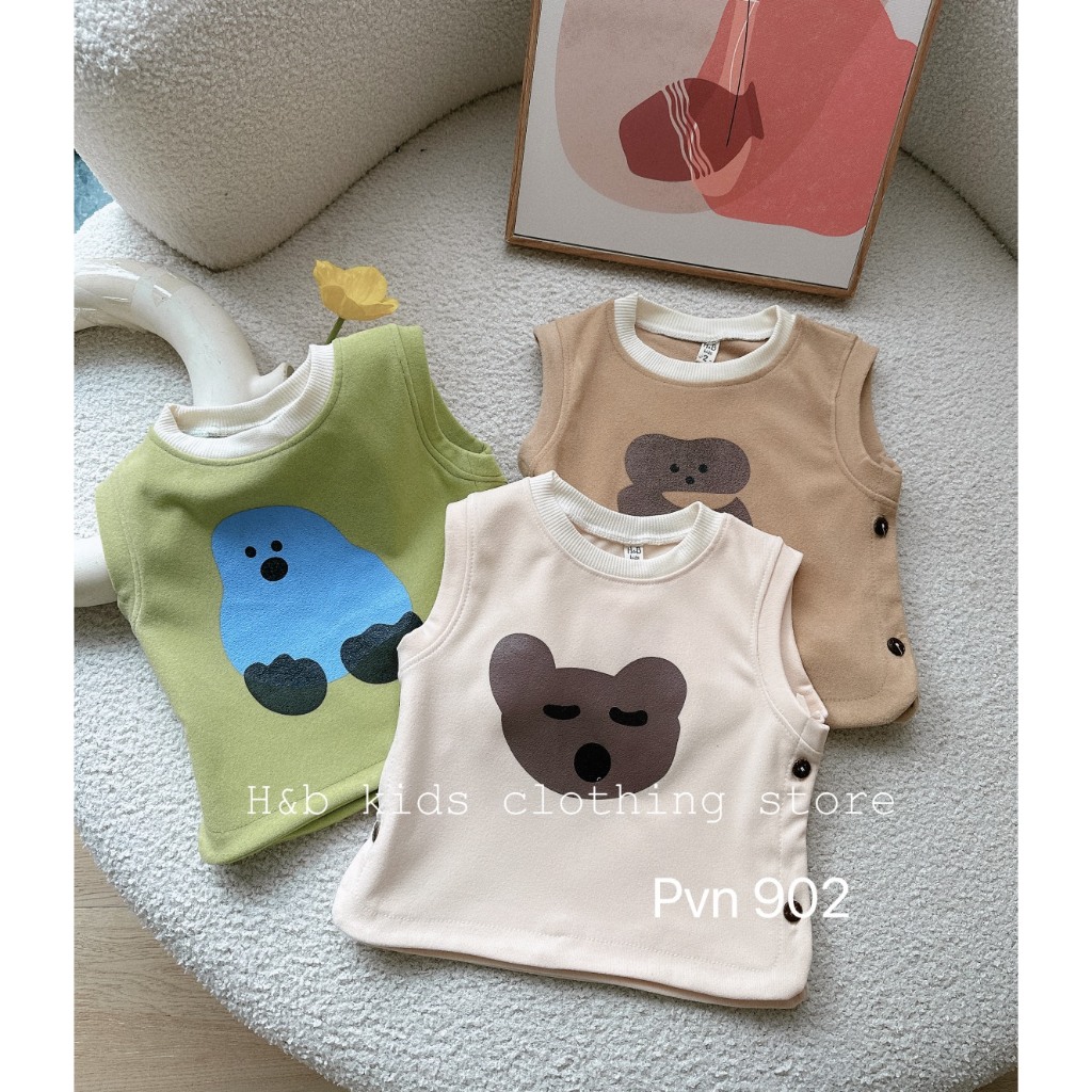 Áo Gile chất nỉ 2 mặt cho bé trai và bé gái từ 4-14kg
