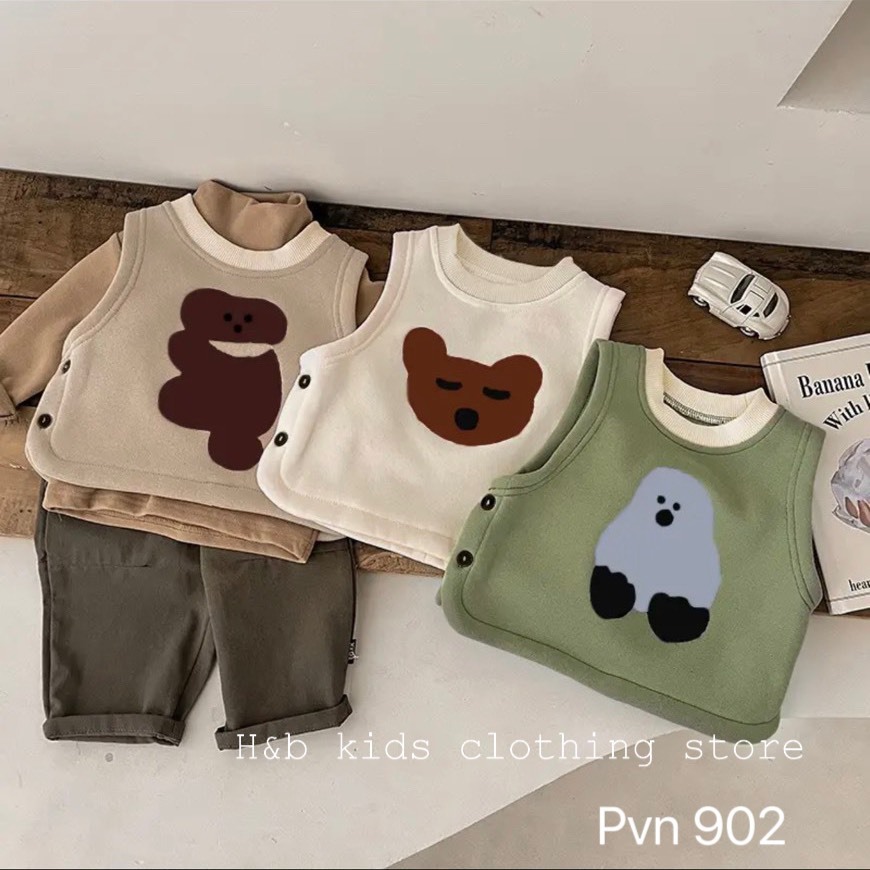 Áo Gile chất nỉ 2 mặt cho bé trai và bé gái từ 4-14kg