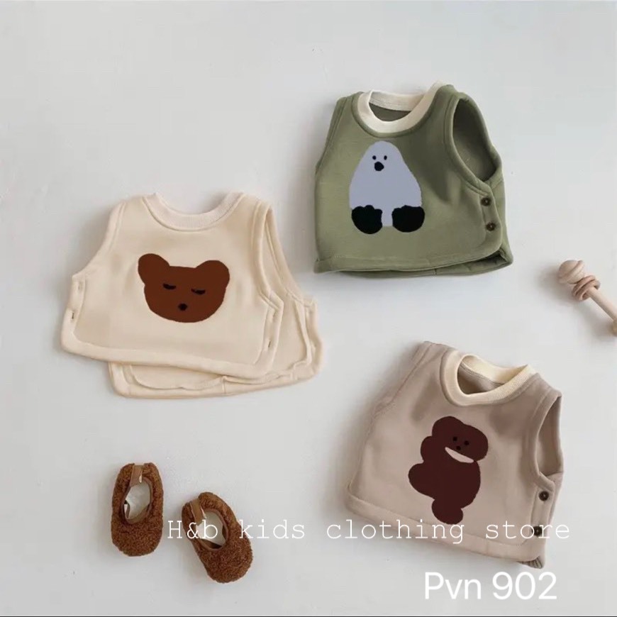 Áo Gile chất nỉ 2 mặt cho bé trai và bé gái từ 4-14kg